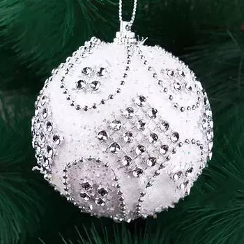 Прочный с блестящими рождественскими шарами со стразами, украшениями, праздничным подарком, праздничными подвесками для общежития белый