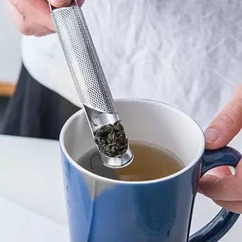 Прочный с крючком, портативный фильтр для чая в форме трубы, инструмент для приготовления чая, кухонные принадлежности, ситечко для чая серебряный
