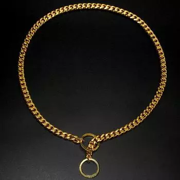 Прочный серебряный золотой ошейник для собак из нержавеющей стали с металлической цепью для дрессировки собак с бесплатным свистком 45cm