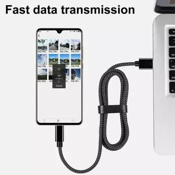 Прочный штекер кабеля для передачи данных. Износостойкий. Быстрая зарядка. Type-C красный