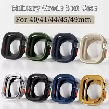Прочный силиконовый мягкий чехол из ТПУ для часов Ultra/Ultra 2 49 мм S9/8 серии 7/6/5 45 мм 44 мм 41 мм 40 мм с полным покрытием Прочный противоударный защитный чехол-бампер For 49mm белый