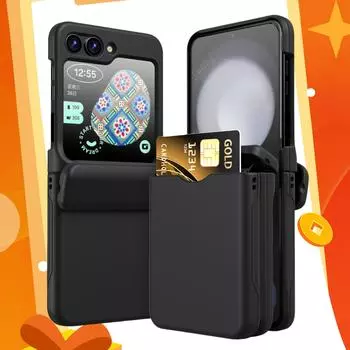 Прочный складной чехол Funda для Samsung Galaxy Z Flip6 5G Flip5 Flip 6 5 Flip4 Flip3 Flip 4 3 Аксессуары для телефонов Держатель для карт for Galaxy Z Flip 5 чёрный
