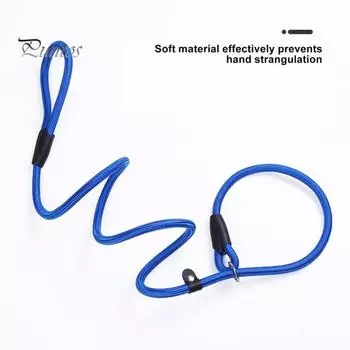 Прочный скользящий поводок для собаки, регулируемая петля, нейлоновая плетеная веревка высокой плотности, тренировочный поводок яркого цвета для больших, средних и маленьких размеров. синий