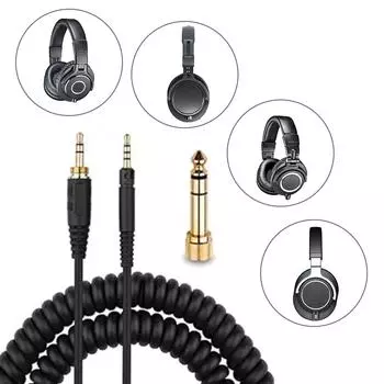 Прочный спиральный шнур для гарнитуры M40X M50X M60X M70X HD598 HD599 HD558, нерастягивающийся шнур 1,6 м с адаптером 1/4