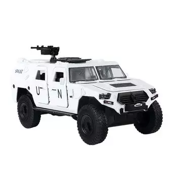 Прочный сплав, военный переделанный бронированный автомобиль, литой игрушечный автомобиль, танк, детский подарок на день рождения 132, внедорожный белый