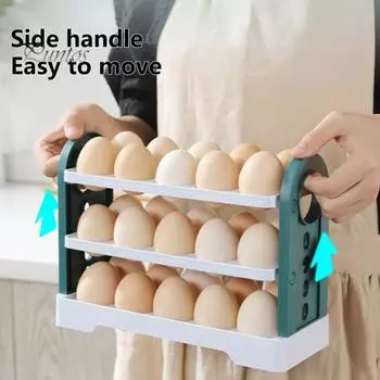 Прочный стабильный с ручкой для переноски яйцо box 3 слоя холодильник органайзер коробка для яиц Стойка Для дома белый