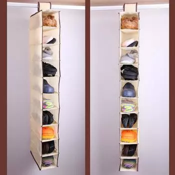 Прочный универсальный чехол с 10-слойной подвесной сумкой для ящика для хранения обуви, органайзера серый