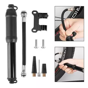 Прочный велосипедный насос из алюминиевого сплава, универсальный, высокого давления, многоцелевой, портативный, для накачивания шин мотоцикла Black