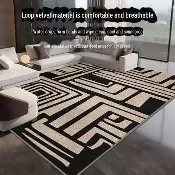 Прочный водонепроницаемый однотонный ковер - износостойкий, необрастающий, дышащая основа из хлопкового льна для гостиной дома 80x120 cm