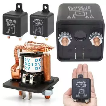Прочный выключатель питания, сильноточное автомобильное реле 12 В, 24 В, пусковое реле 200А 100А