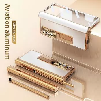 Прочный защитный алюминиевый чехол для Samsung Galaxy Z Fold4 5g Fold 4 Fold3 Fold 3 Zfold4, чехлы из закаленного стекла for Samsung Z Fold 3 серебряный