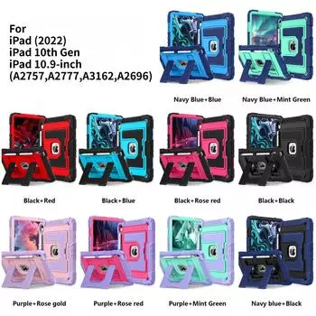 Прочный защитный чехол для iPad (2022)/iPad 10-го поколения/iPad 10,9 дюйма/(А2757,А2777,А3162,А2696). Яркие цвета, трехслойная защита, многоугольная подставка iPad (2022)