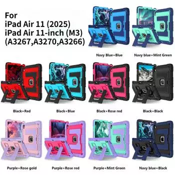 Прочный защитный чехол для iPad Air 11 (2025)/iPad Air 11 дюймов (M3)/(А3267,А3270,А3266). Яркие цвета, трехслойная защита, многоугольная подставка iPad Air 11 (2025)