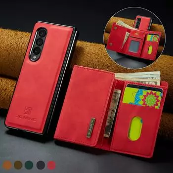 Прочный защитный кожаный чехол с точным вырезом для Samsung Galaxy Z Fold 4 5g Fold4 Fold3 Fold 3 Zfold4, чехол-бумажник с слотом для карт for samsung z fold 4 кофейный