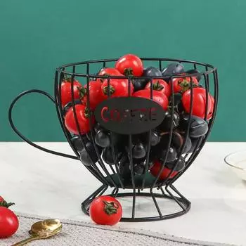 Прочный железный современный полый дизайн, чашка для хранения кофе, корзина для хранения фруктов, стойка чёрный