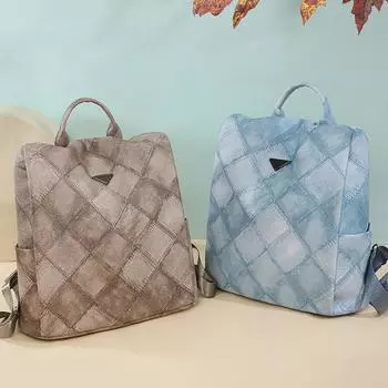 Прочный женский рюкзак из мягкой кожи из искусственной кожи, школьная сумка, дорожный рюкзак синий