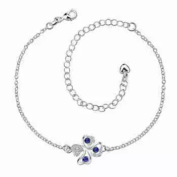 Продаем модный новый брендовый дизайн роскошный серебряный браслет на щиколотку набор из цветов клевера браслет из кристаллов на щиколотку бижутерия для женщин 20cm