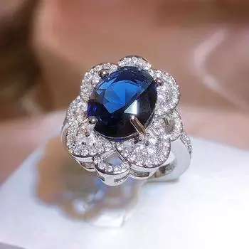 Продается высококачественное имитация натурального сахара башня сапфир полный бриллиант открытое кольцо для женщин Opening adjustable
