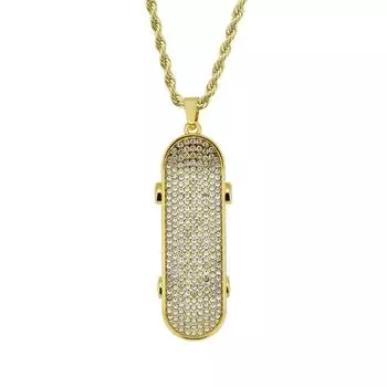 Продам креативное взрывное мужское ожерелье с бриллиантами, стерео кулон для скейтборда, хипстерский модный аксессуар