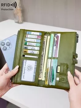 продам женский длинный кошелек RFID из искусственной кожи с несколькими отделениями для карт, кошелек на молнии для монет, женский мобильный кошелек