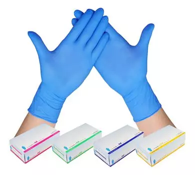 Продано нитриловые перчатки 5B без пудры L синие перчатки соответствуют закону о пищевой санитарии толстые одноразовые сестринское дело уборка продуктов питания [быстро поздно] [1500 синий