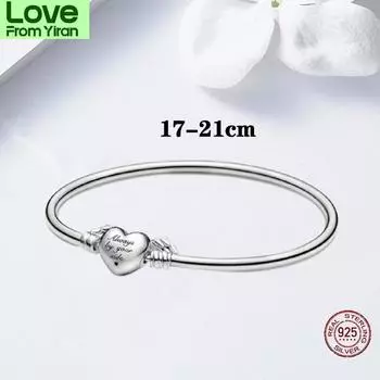 Продажа 925 стерлингового серебра Любовь Крылья Ангела Круглый браслет-цепочка Оригинальный бисерный ювелирный подарок для женщин 21cm