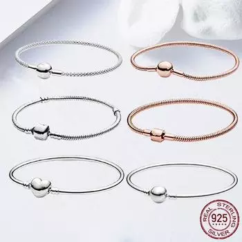 Продажа 925 стерлингового серебра Moments сетчатый браслет змея цепь шарм бусины браслет для женщин мода Diy ювелирные изделия 6 стилей