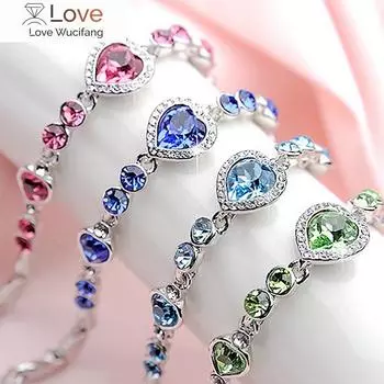 Продажа браслета с кристаллами и цирконием в форме сердца для женщин, свадебных украшений, браслетов, аксессуаров красный
