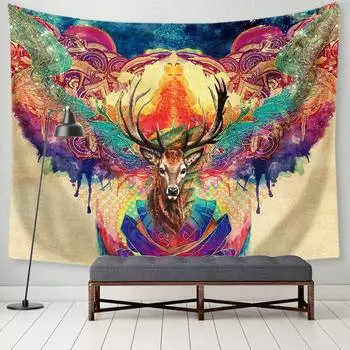 Продажа лесной лось подвесная ткань гобелен цифровая печать фоновая декоративная ткань домашняя гостиная крытая сцена ткань 75x75cm30x30inch