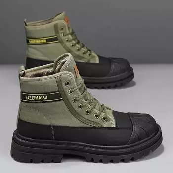 Продажа мужских инструментальных ботинок, нескользящие, износостойкие, водонепроницаемые, сохраняющие тепло, красивые и модные меховые мужские ботинки 39 чёрный