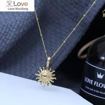 Продажа ожерелья Sunflower Energy из титановой стали с покрытием из 18-каратного золота в подарок для женщин