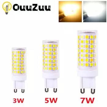 Продажа светодиодной лампы G9, переменного тока 220 В, 3 Вт, 5 Вт, 7 Вт, 2835 SMD чип, керамическая светодиодная лампа, замена галогенной лампы G9 для энергосберегающей люстры G9-3W белый