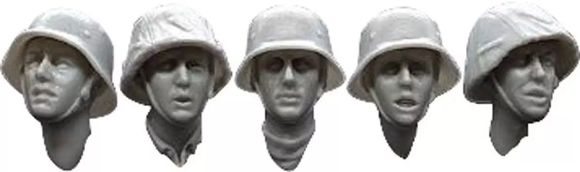 Production Germany M42 Helmet Wearing Head Type A Tense Face 5 Types Set Plastic Model Parts ARPAH35014 A.R.T.O. 1/35 (for Tamiya)