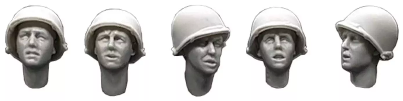 Production WW2 America M1 Helmet Wearing Head Tense Face Set of 5 Plastic Model Parts ARPAH35019 A.R.T.O. 1/35 (Person)