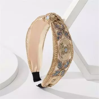 Продвинутая женская этническая повязка для волос вышивка цветок/лист ободок на голову головной ободок для женщин перекрещенный узел обруч для волос повязки головные уборы