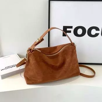 Продвинутое чувство ретро-стиля женская сумка из нубуковой кожи, новая осенняя вместительная сумка через плечо на одно плечо