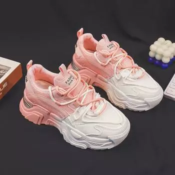 Продвинутые градиентные папины туфли женские осенние Ins модные студенческие кроссовки толстая подошва дышащая повседневная обувь 35