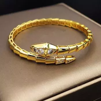 Продвинутый женский браслет из змеиной кости с цирконом в подарок для женщин one size(16-22CM)