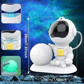 Проекционная лампа Astronaut Galaxy с дистанционным таймером, питание от USB, светодиодная атмосферная лампа для игровой комнаты, подарок на день рождения Astronaut Projector звезда