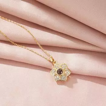 Проекционное цветочное ожерелье Простой свет Роскошь Ol100 Языки Я люблю тебя Бриллиантовая ключичная цепочка