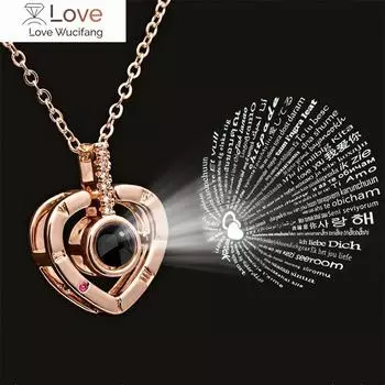 Проекционное ожерелье, подвеска на 100 языков, подвеска «Я люблю тебя», ювелирное изделие для любовника, подруги, модная пара, романтические милые аксессуары