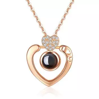 Проекционное ожерелье Женский кулон Модное универсальное ожерелье I Love You Ожерелье 100 Language