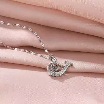 Проекционное ожерелье женское, легкая роскошь, простое, кулон в виде кита, ожерелье на 100 языках