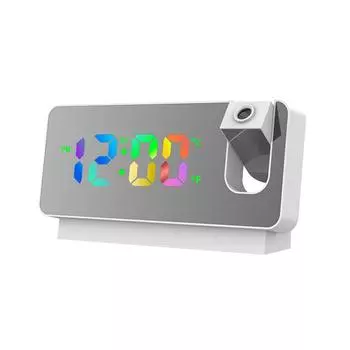 Проекционный будильник, цифровые часы с вращающимся на 180 градусов проектором, прозрачный цветной большой светодиодный дисплей чёрный