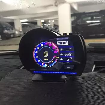 Проекционный дисплей 12 В, автоматический дисплей OBD GPS, интеллектуальный автомобильный датчик HUD, цифровой одометр, охранная сигнализация, датчик температуры масла и оборотов в минуту English version