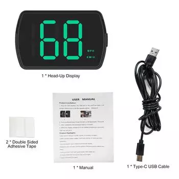 Проекционный дисплей, автомобильный GPS-спидометр с дисплеем высокой четкости, отображает скорость км/ч/миль/ч, подключаемый модуль чёрный