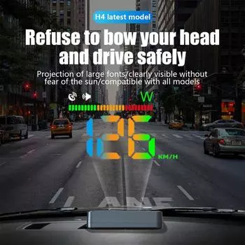 Проекционный дисплей на лобовое стекло автомобиля, спидометр, проектор HUD, многофункциональный спидометр, режим GPS H4, спидометр с высоким разрешением чёрный