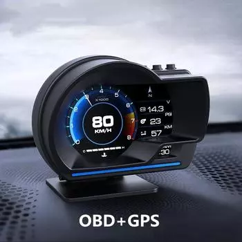 Проекционный дисплей OBD2+GPS Smart Gauge Car HUD спидометр Turbo RPM сигнализация для автомобиля грузовика