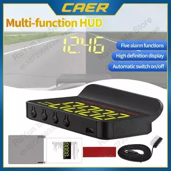 Проекционный дисплей OBD2 спидометр автомобиля температура воды часы HUD сигнализация превышения скорости большой шрифт проектор на лобовое стекло авто электронные детали