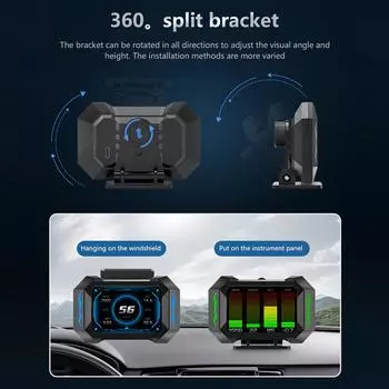 Проекционный дисплей, универсальный автомобильный проекционный дисплей OBD GPS спидометр с диагональю 3,5 дюйма и функцией проверки скорости чёрный